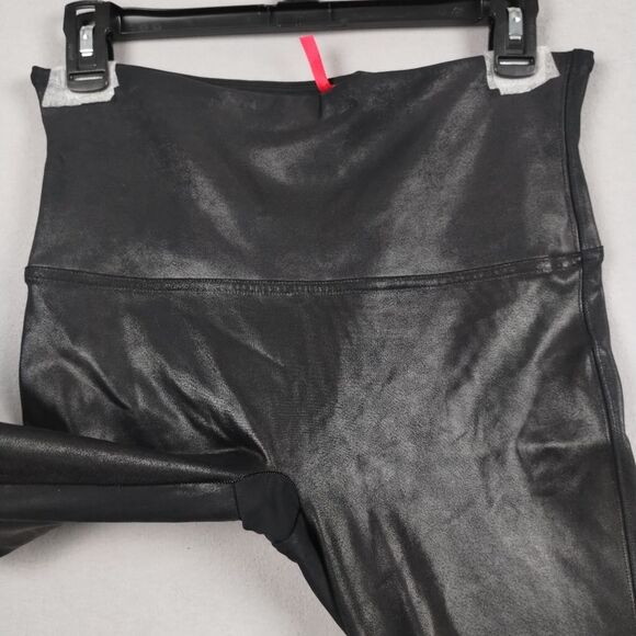 Spanx Faux Leather Leggings Stretch Compression Black Size XL - Picture 5 of 10